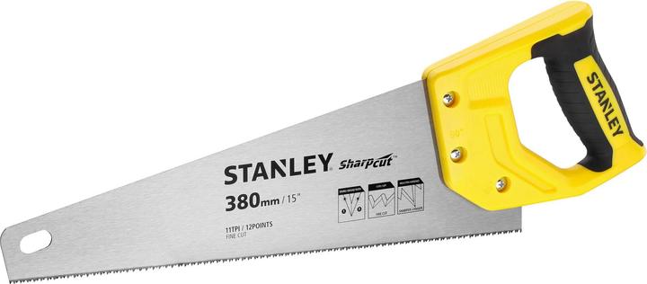 Actual product image Stanley Handsaw Sharpcut (15"/380 mm, foxtail with 11 teeth/inch for fine work, double g
