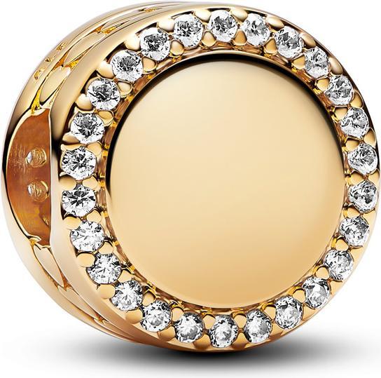 Actual product image Pandora Moments Engravable Button Charm (Sterling silver, Gold plated)