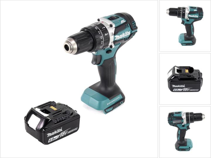 Produktbild Makita DHP 484 G1 Akku Schlagbohrschrauber 18 V 54 Nm Brushless + 1x Akku 6,0 Ah - ohne Ladegerät (Akkubetrieb)