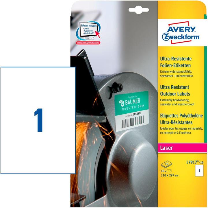 Image du produit Avery Étiquettes en feuille ultra-résistantes