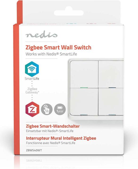 Image du produit Nedis ZBWS40WT Interrupteur mural Smartlife WiFi, Blanc