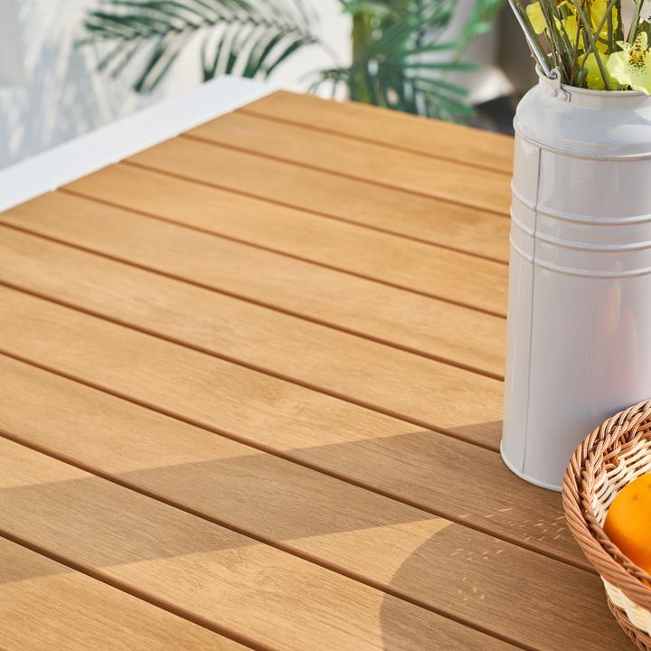 Immagine prodotto Axi Tavolo da giardino Tony con 2 panchine bianco con polipropilene in finitura teak (190 cm)