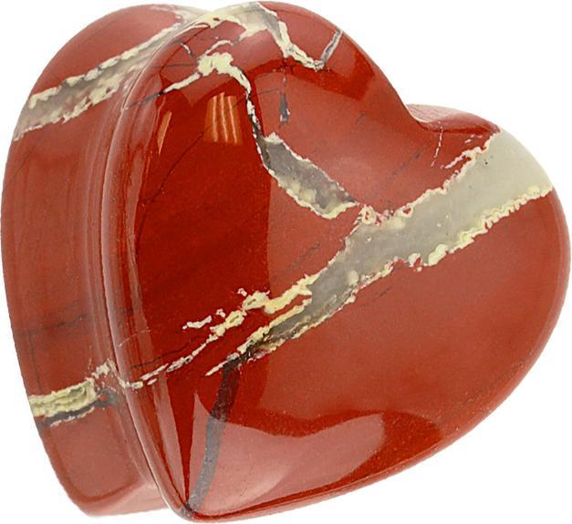 Star Piercing Flared Plug Herz aus rotem Jaspis Stein (ohne Messing, Mineralisch)