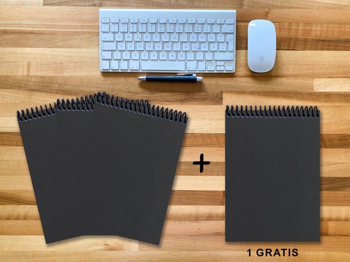 Produktbild A 4 Notizblock - Set, 3+1 gratis, Luxury 80 Seiten SCHWARZ ONYX GLITTER-OPTIK, kariert 10x10mm (A4, Kariert)