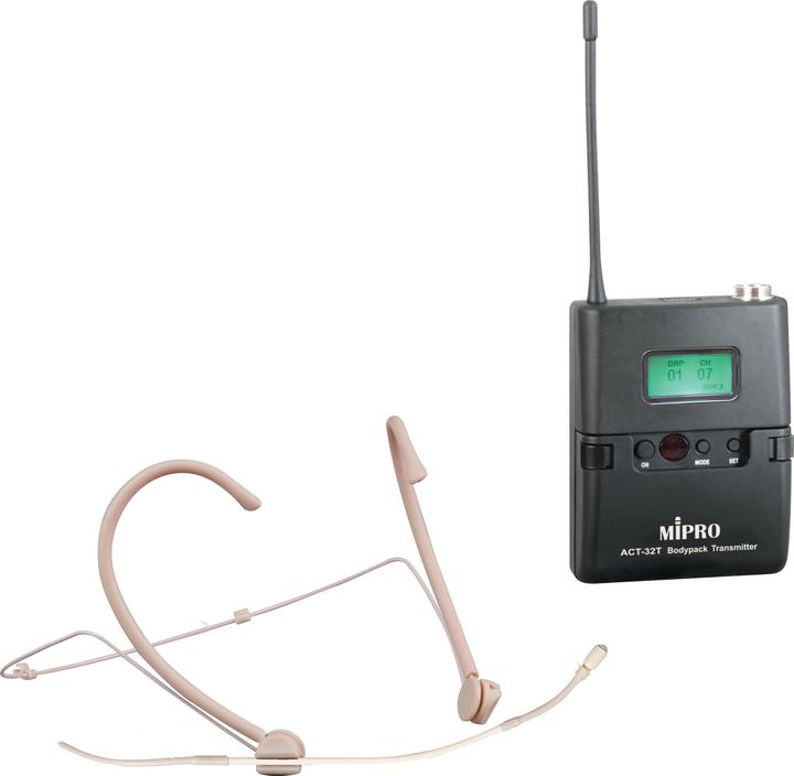 Mipro Émetteur de poche avec casque (12 h, Fonctionnement sur piles)