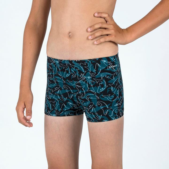 Produktbild Nabaiji Badehose Boxer Jungen - 500 Fitib Shark schwarz/blau (6, 7, 8)