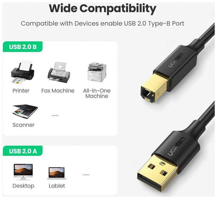 Image du produit Ugreen USB A — USB B (3 m, USB 2.0)