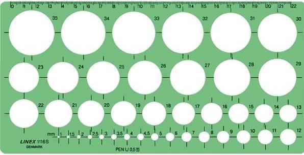 Actual product image Linex Circle template 39 circles (242.40 mm)