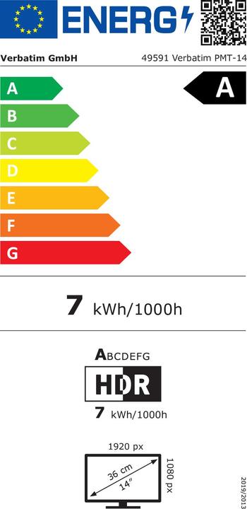 Energie-Label Verbatim PMT-14 (1920 x 1080 Pixel, 14")