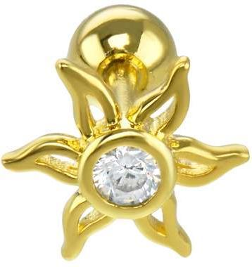 Bijouteria Ohrpiercing (PVD Beschichtung (goldfarbig), Chirurgenstahl 316L, Kristall)