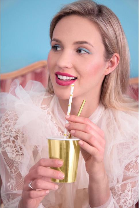 Produktbild Partydeco Papierstrohhalme - Herzen Gold (10St.) (10 x)