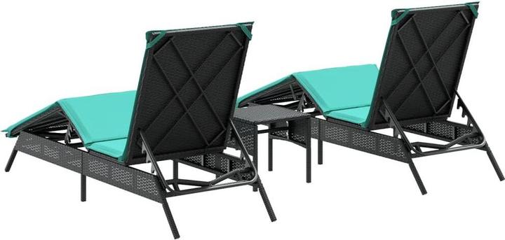 Produktbild VidaXL Sonnenliege mit Tisch Gartenliege Relaxliege 2 Stk. Schwarz Poly Rattan (35 cm)