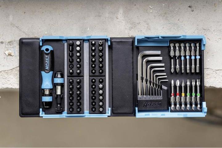 Actual product image HAZET SmartCase screwdriver bit set 2200SC-1 ∙ Hexagon, solid 6.3 (1/4 inches) ∙ Slot profile, Cros… (Cross Phillips PH M2, Cross Phillips PH M3, Cross Pozidriv PZ M2, Cross Pozidriv PZ M3)