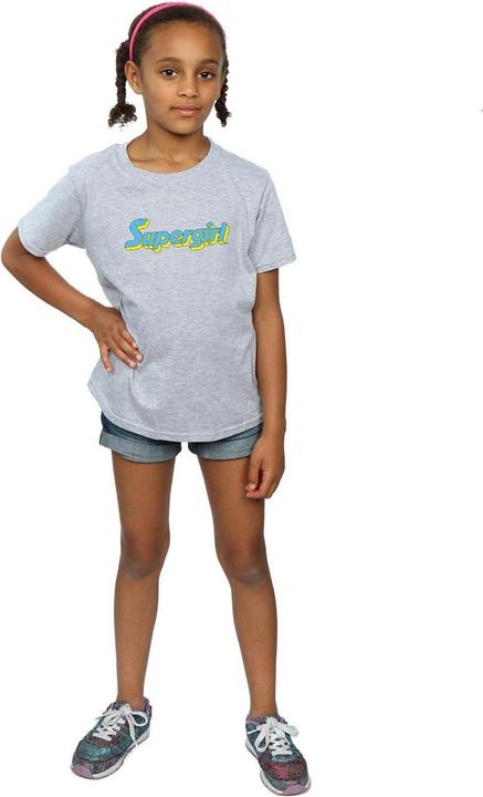 Actual product image Girls Supergirl Text Logo Cotton T-Shirt (116)