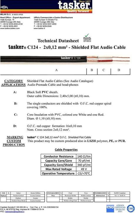 Produktbild Tasker Audio Cable, schwarz,100m, PVC 2.40x5.00mm (100 m)