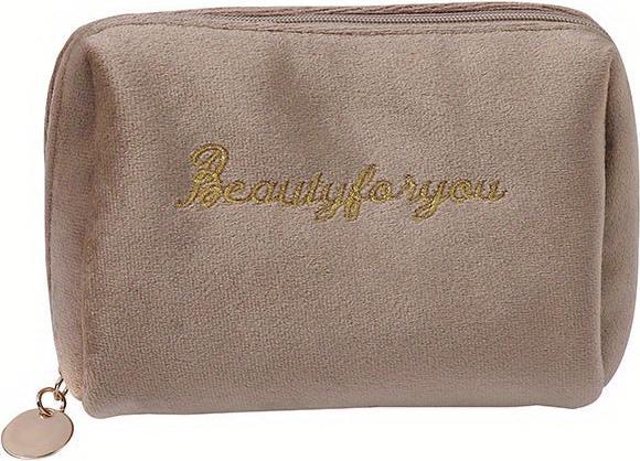 Only-Bags.Store Weicher Buchstabe Stickerei Mini-Kosmetiktasche, Reissverschluss solide Farbe niedlich Make-up-Münze