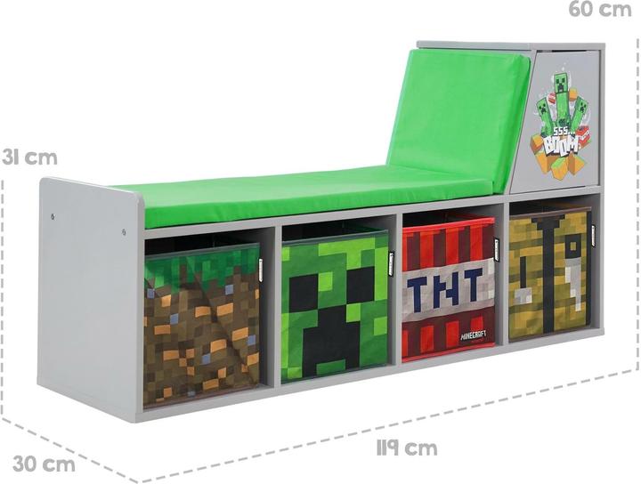 Actual product image Phoenix Minecraft bench/reading shelf
