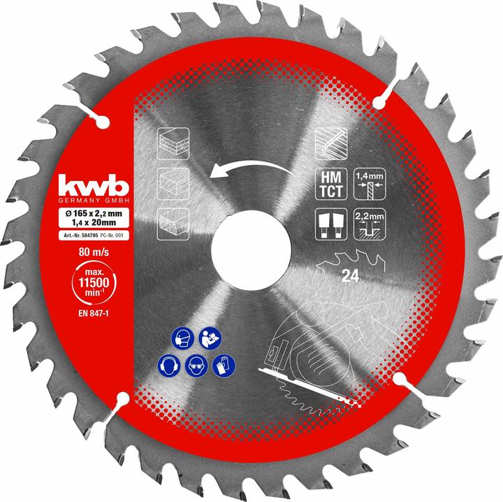 Actual product image kwb 584795 Circular saw blade set 165 x 16 mm 1 pc.