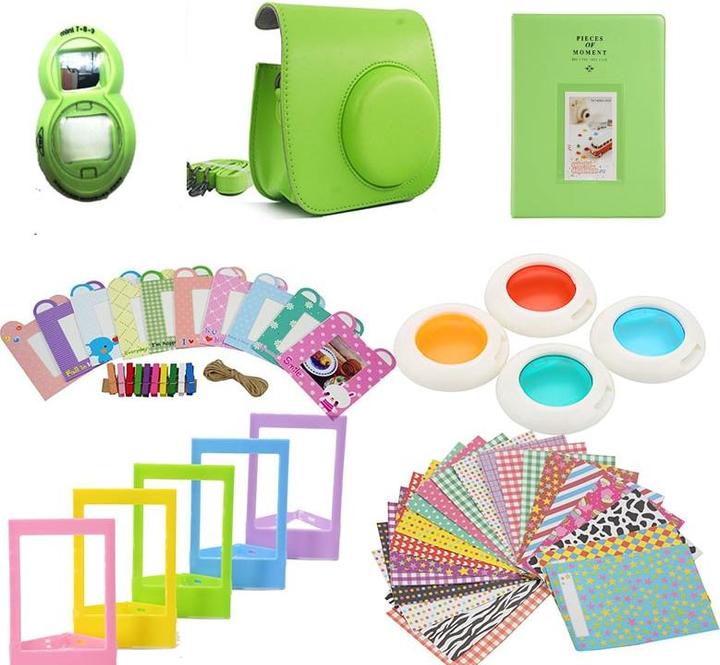 JTI Kit d'accessoires pour Fujifilm Instax Mini 8/9 - vert citron (Sac à bandoulière pour appareil photo)