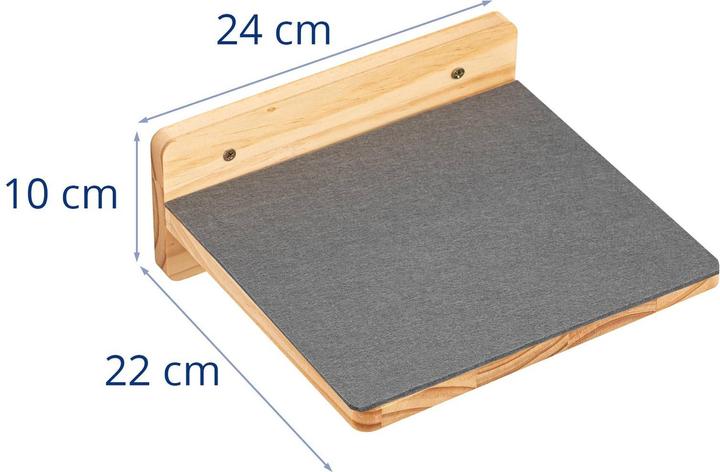 Produktbild Wiesenfield Katzentreppe 3 Stufen 22 x 24 x 10 cm Holz Filz Kletterwand Katzenleiter (10 cm, Grau, Holz)