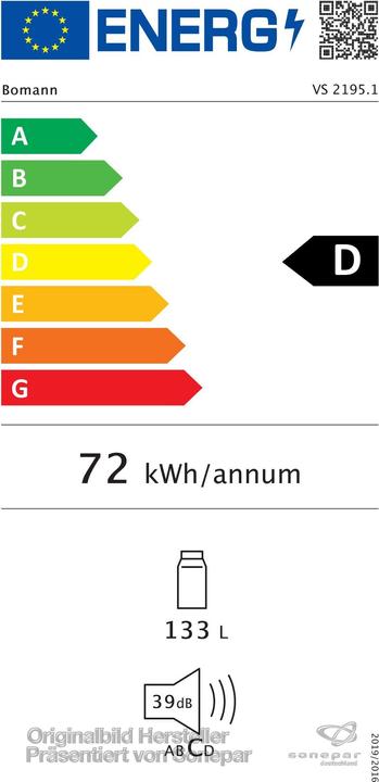 Energie-Label Bomann Vs 2195 (134 l)
