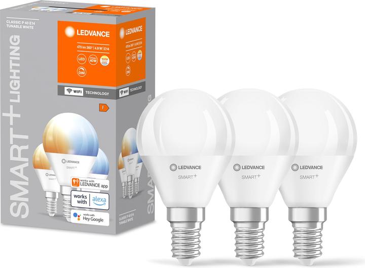 Produktbild Ledvance Smart+ Wifi Mini Bulb (E14, 4.90 W, 470 lm, 3 x, F)