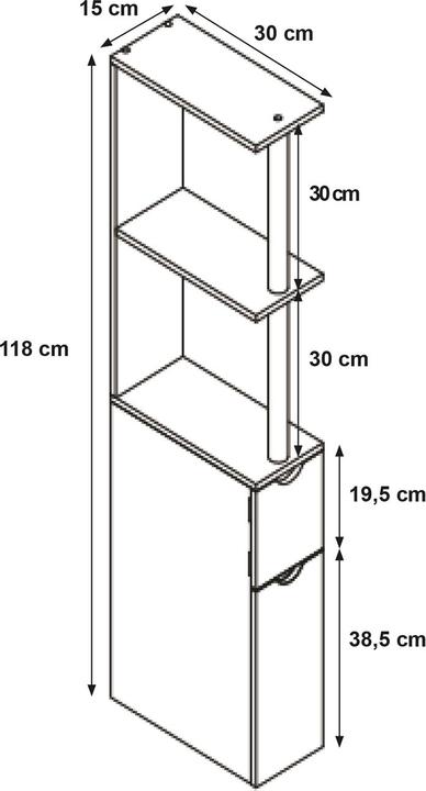Image du produit HTI-Line Étagère en niche (15 x 30 x 118 cm)