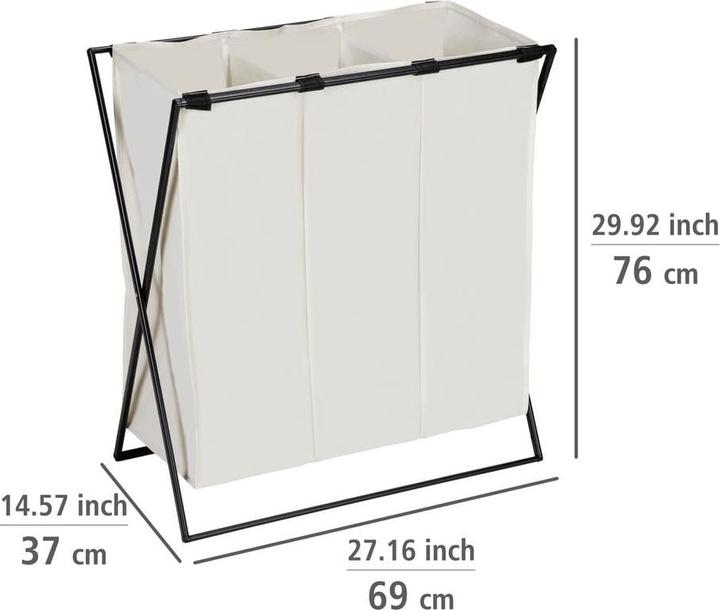 Actual product image Wenko Laundry collector Mod. Trio XL Beige with three compartments