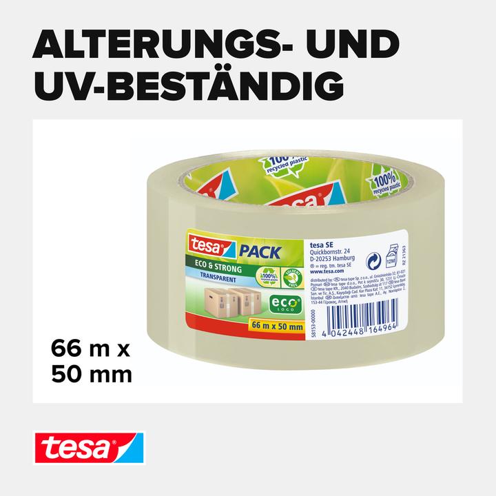 Produktbild tesa tesapack ECO & STRONG Paketband - Umweltschonendes Packband aus 100 % recyceltem Kunststoff (50 mm)