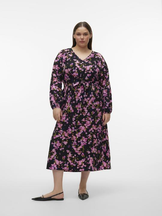 Produktbild Vero Moda Normal geschnitten Rundhals Curve Nicht verstellbare Bündchen Langes Kleid Kleid (46)