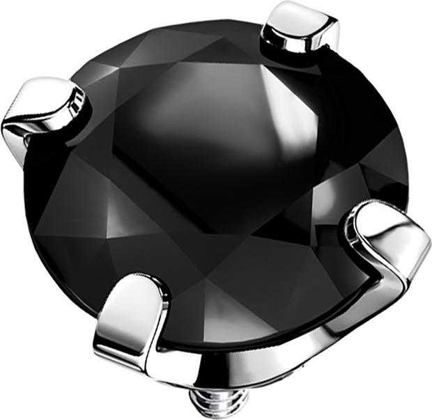 Image du produit Star Piercing Dermal Anchor argenté cristal serti de noir (sans laiton, Acier chirurgical 316L)