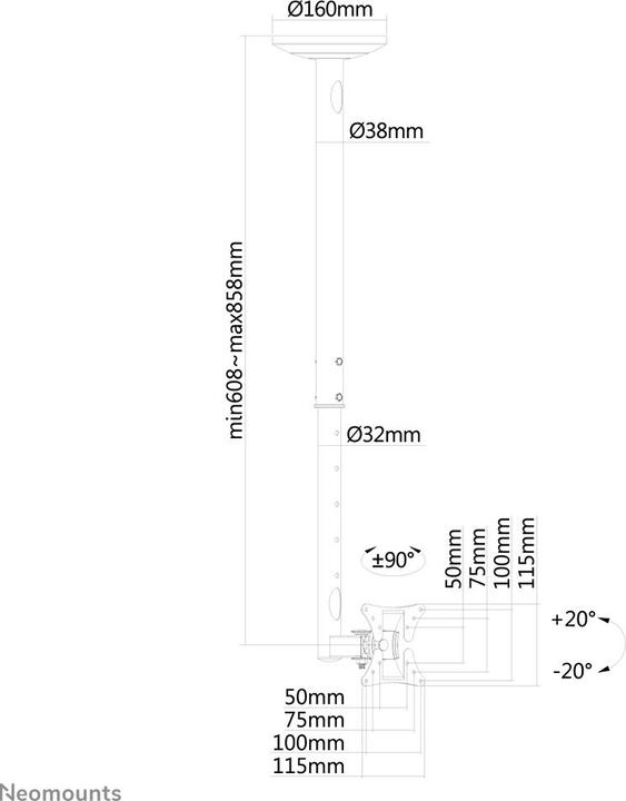 Produktbild Neomounts FPMA-C050Black (Decke, 30")