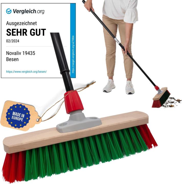 Produktbild Novaliv Kehrbesen Besen mit Teleskopstiel Strassenbesen mit Stiel Gartenbesen Industriebesen Hofbesen (1 Stk.)