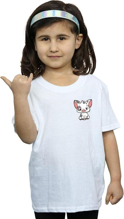 Actual product image Disney Girls Moana Pua The Pig Breast Print Cotton T-Shirt (128)
