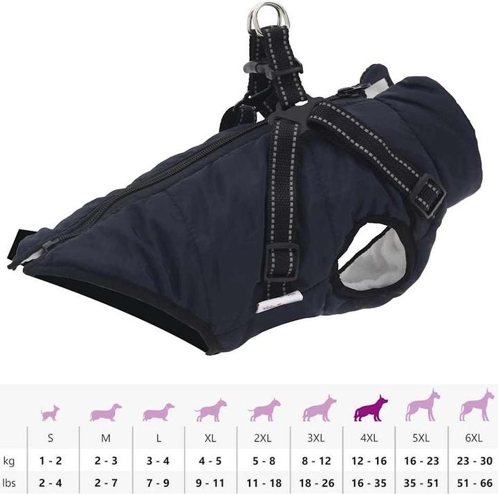 Actual product image VidaXL Dog coat with harness Waterproof Reflective (32, Dog coat)