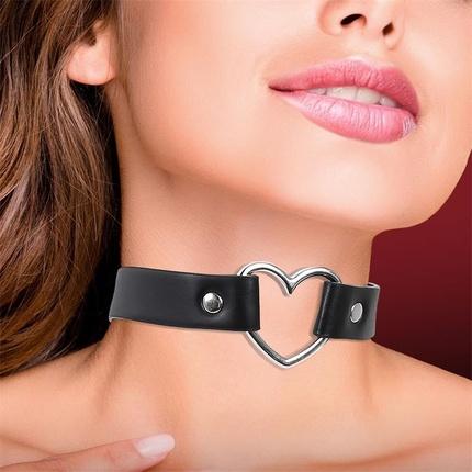 Cinderella Choker Necklace With Heart In Vegan Leather - One Size (Vegan Leather)