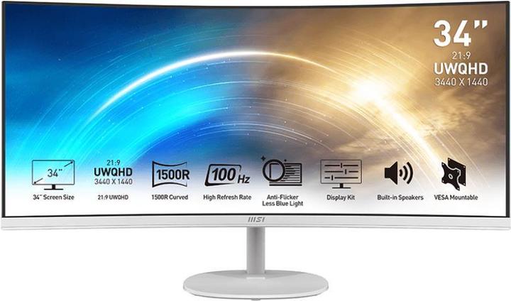 Actual product image MSI PRO MP341CQW 34inch VA UWQHD Curved (3440 x 1440 pixels, 34")