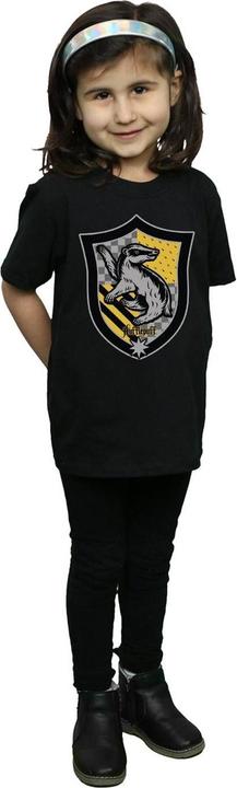 Actual product image Girls Hufflepuff Crest Flat Cotton T-Shirt (116)