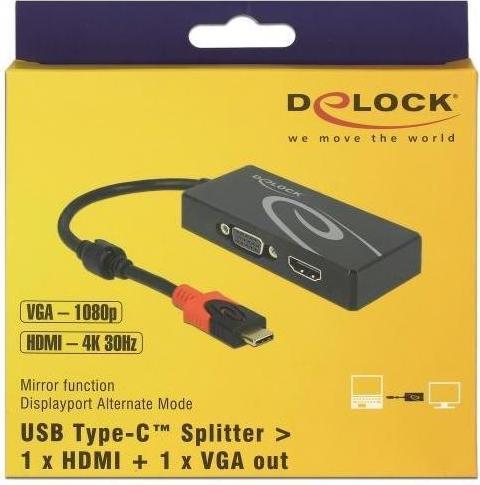 Actual product image Delock USB-C to (HDMI, VGA, 20 cm)