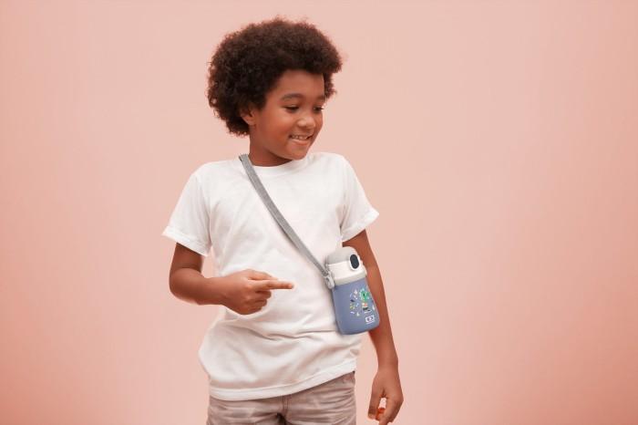 Actual product image Monbento Kids Insulated Water Bottle MB Stram Dino - 360ml - Leakproof Water Bottle with Straw - Strap & Hand (0.36 l)