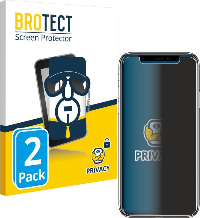 Productafbeelding BROTECT Anti-spionnetje privacyfolie Beschermfolie tegen blauw licht (2 Stuk, Apple iPhone X)