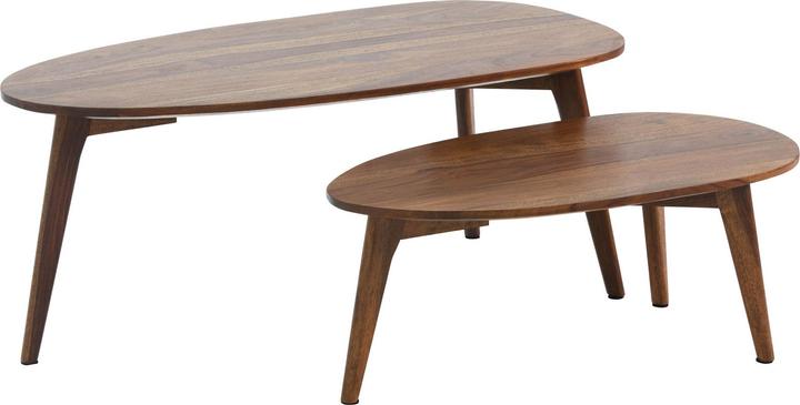 FineBuy Coffee Table Living Room Table Set of 2 Kidney Shape Wood Side Table (100 x 50 x 42 cm)