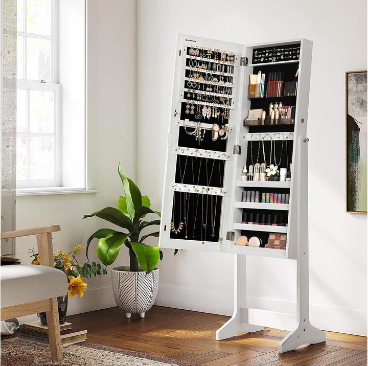 Immagine prodotto Songmics Schmuckhalter mit Spiegel 152 cm, Weiss