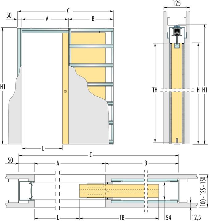 Actual product image Eclisse 'Built-in elements SYNTESIS LINE EF for sliding doors version "Tr