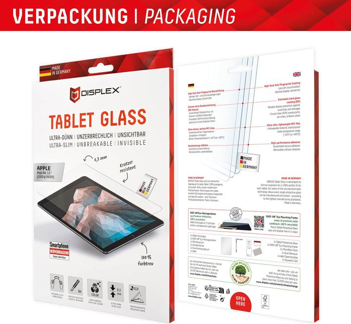Actual product image Displex Tablet Glass, Tablet Schutzglas (1 Piece, iPad Air 11 2024 (M2), iPad Air 11 2025)