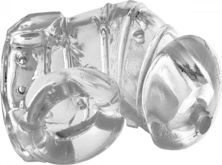 Productafbeelding Master Series Vastgehouden 2.0 Penis Kooi Van Rubber Transparant
