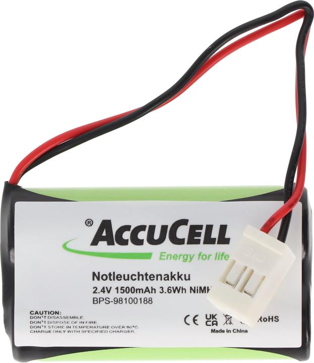 Produktbild XCell Notleuchtenakku NiMH 2,4V 1500mAh F1x2 Mignon mit 100mm Kabel ersetzt ABB 11190038V/55 (1 Stk., 1500 mAh, Akku)