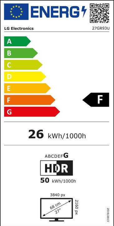 Energie-Label LG UltraGear 27GR93U-B (3840 x 2160 Pixel, 27")