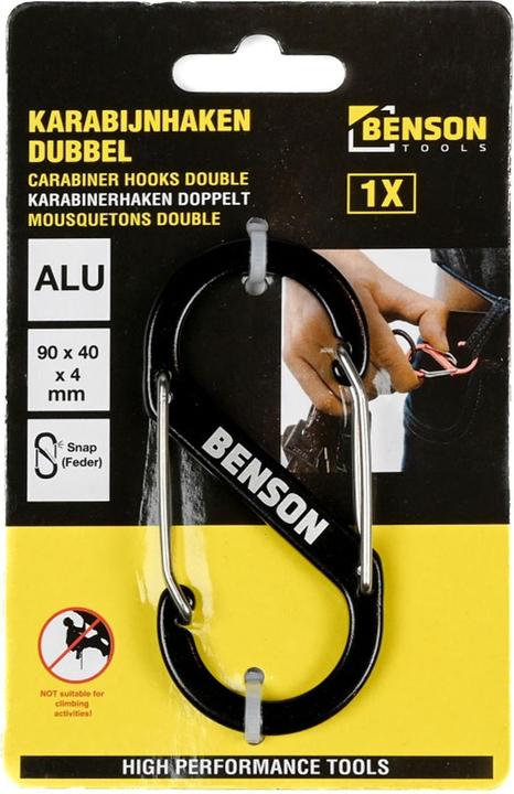 Produktbild Benson 16er Set Doppel Karabinerhaken, S-Clip, 4 x 9 cm