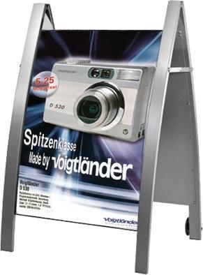 Actual product image Kerkmann Poster stand Boston, DIN A1, aluminium silver, mobile made of steel, weatherproof, for outdoor use